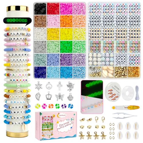LZOUOWO 7200 Clay Beads Set Flat Heishi Beads for Brace