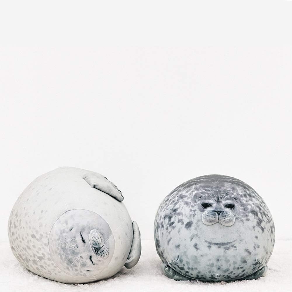 Chubby Blob Seal Pillow Plush Animal Toy Stuffed Seal Plushie Cotton Cute Pillow Gray 13.0 inch