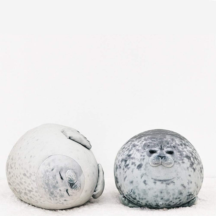 Chubby Blob Seal Pillow Plush Animal Toy Stuffed Seal Plushie Cotton Cute Pillow Gray 13.0 inch