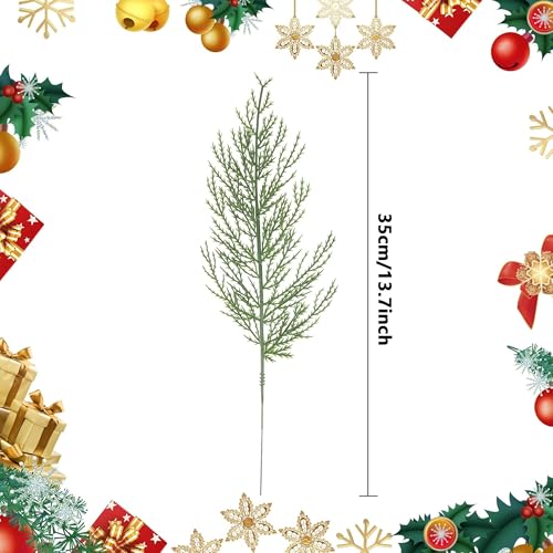 25 PCS Artificial Pine Branches-13.7 Inches Fake Greenery Plants Pine Sprigs-Faux Pine Leaves Picks for DIY Garland Crafts Christmas Embellishing and Home Garden Decoration (25PCS)