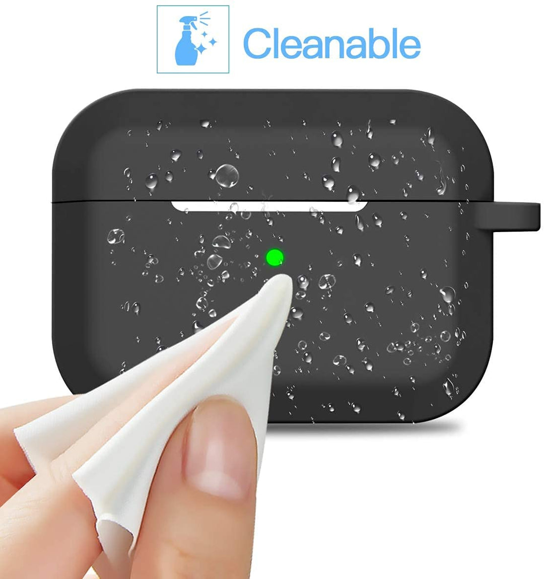 Airpods Pro Case Cover,Silicone Protective Skin Case for Apple Airpod Pro (Front LED Visible) Black