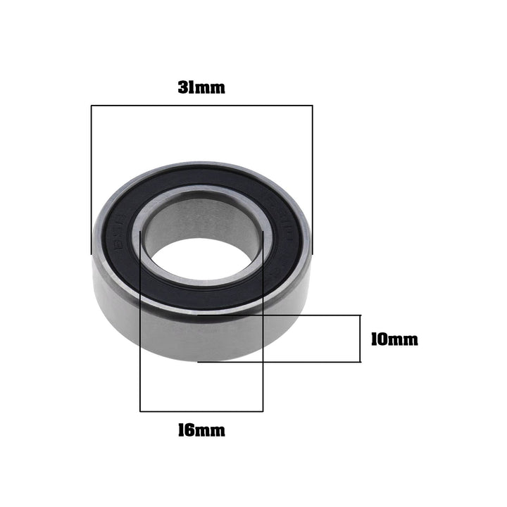 4PCS 163110-2RS Deep Groove Ball Bearings Double Rubber Seal Bearings Carbon Steel for Bike Rear Hub Industrial Equipment 16x31x10mm