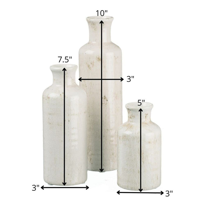Sullivans White Ceramic Vase Set, Farmhouse Decor, Home