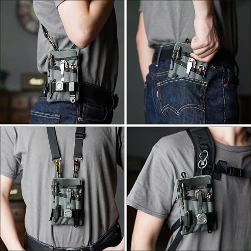 VE1 Pocket Organizer, Tool Pocket Organizer for Men, Pocket Organizer Storage EDC Gears, Best Gift to Keep Organized, Hold Your Flashlight/Pocket Knife, Tactical Pen, Notebook (Grey)