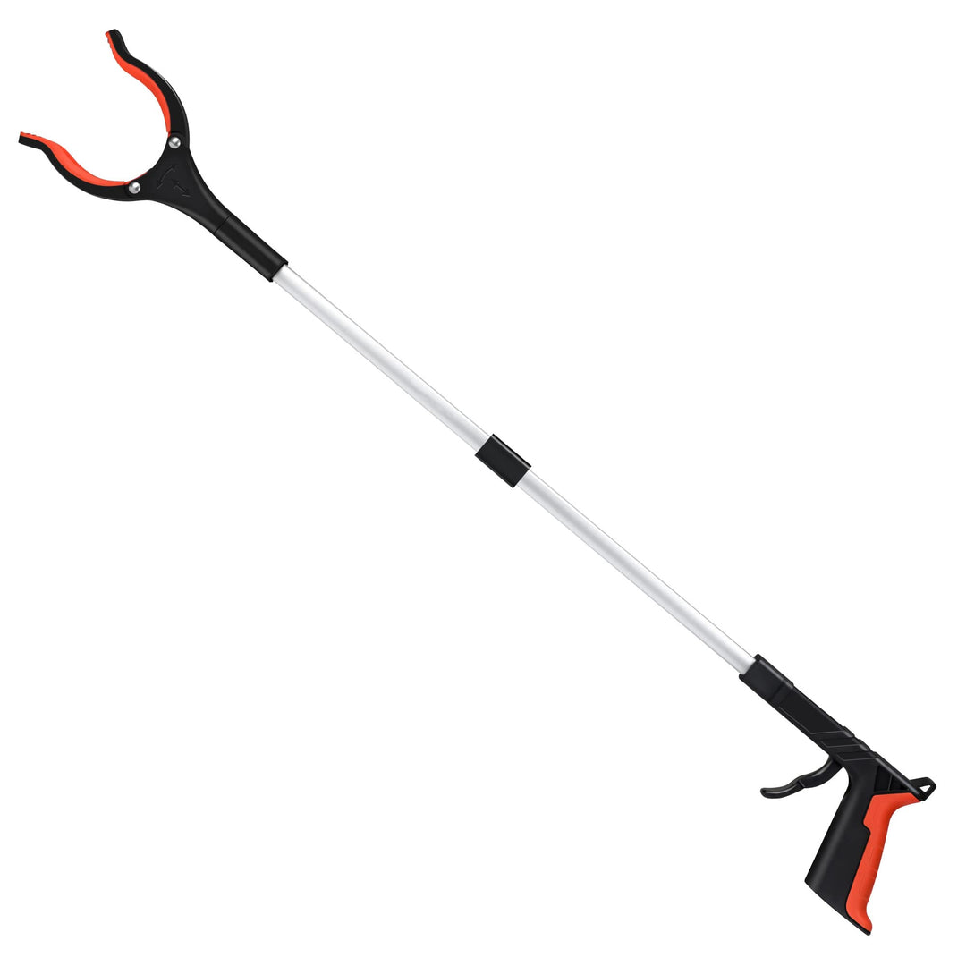 2024 Upgrade Grabber Reacher Tool, 360° Rotating Head, Wide Jaw, 32 Foldable, Lightweight Trash Claw Grabbers for Elderly, Reaching Tool for Trash Pick Up Stick, Litter Picker, Arm Extension (Orange)