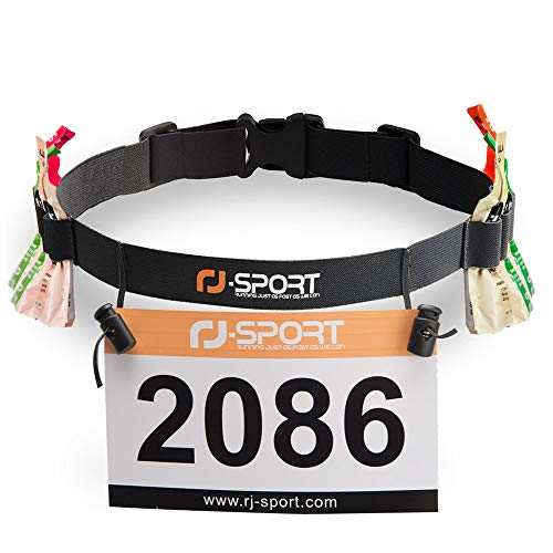 Race Number Belt - Triathlon Race Belt BIB Holder with 6 Energy Gel Loops for Triathalon, Marathon, Running and Cycling