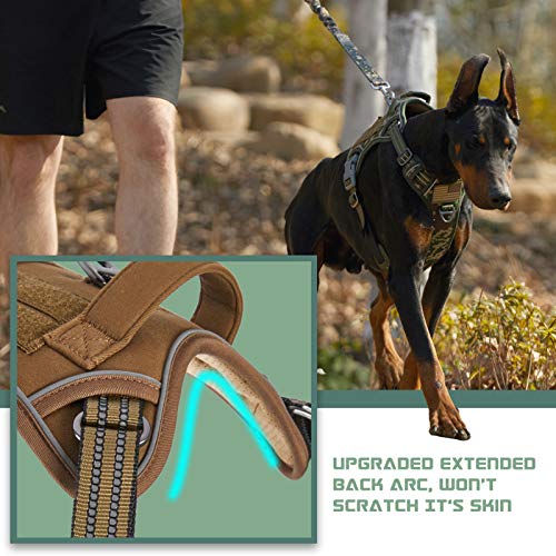BUMBIN Tactical Dog Harness for Large Dogs No Pull, Famous TIK Tok No Pull, Fit Smart Reflective Pet Walking Harness for Training, Adjustable Dog Vest Harness with Handle Brown L