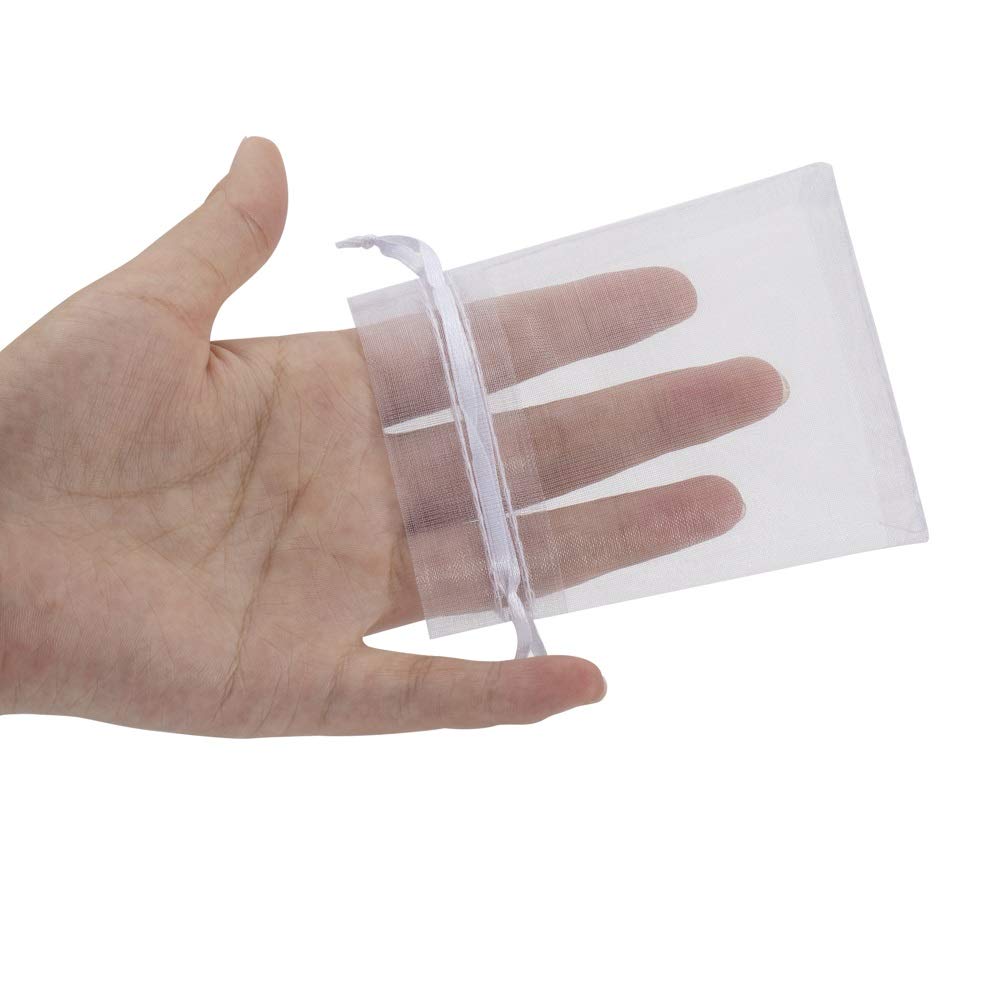 HRX Package 100pcs White Organza Jewelry Bags Drawstrin