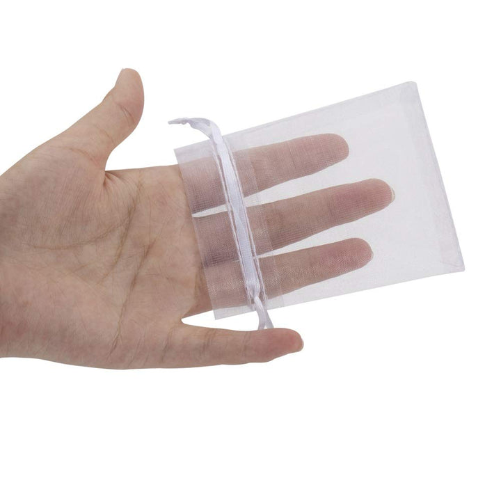 HRX Package 100pcs White Organza Jewelry Bags Drawstrin
