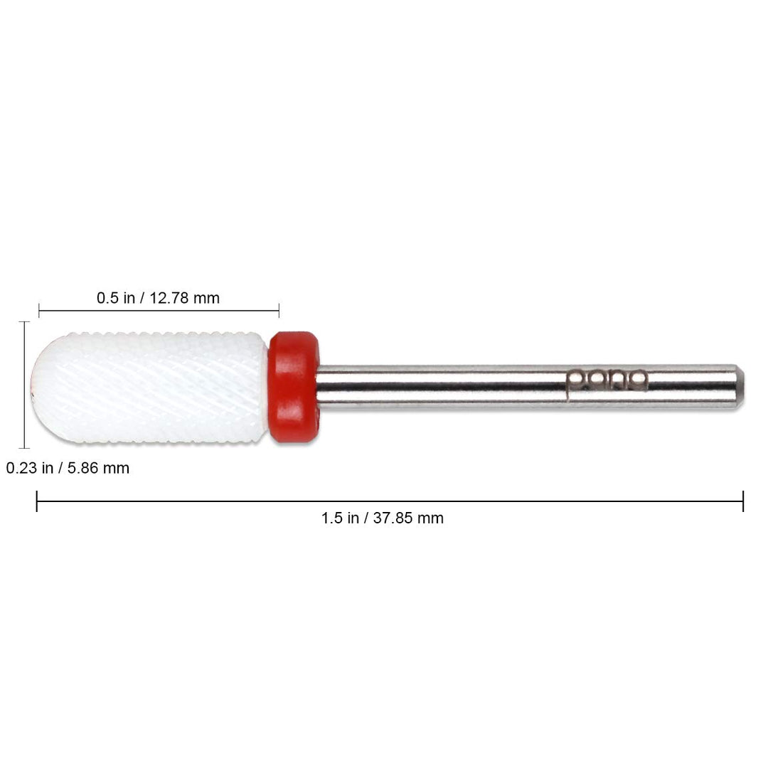 Beauticom Professional USA Ceramic White ROUND Top Small Barrel Bit Nail Drill (Grit: FINE) 3/32 Shank Size