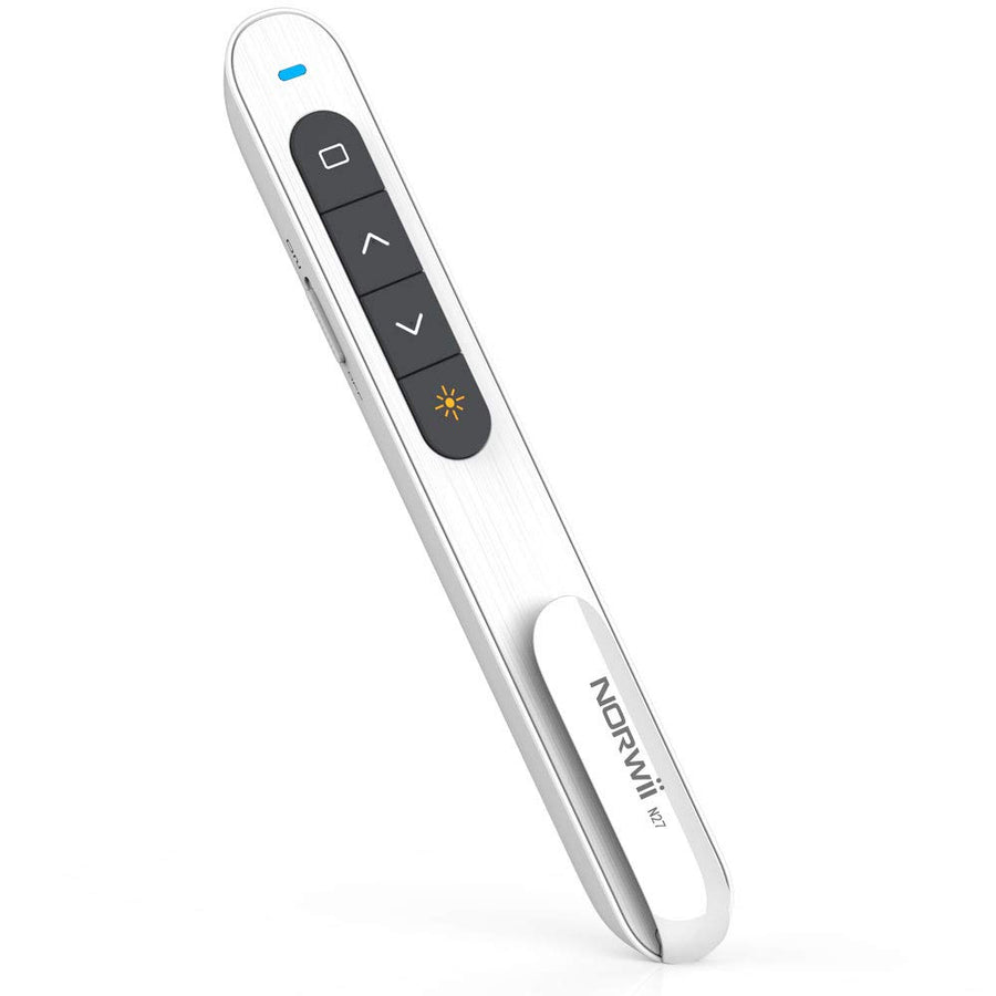Norwii N27 Presentation Clicker, Clicker for PowerPoint Presentations, PowerPoint Clicker with Pointer for Presentations, Pointer Clicker Presentation Remote - White