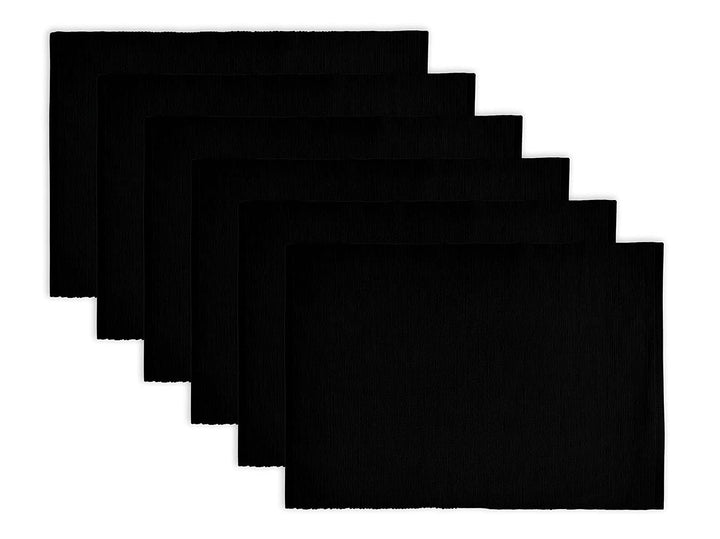 100% Cotton Ribbed Placemats - Set of 6 - 13 x 19 Inches - Dark Green - Everyday / Christmas / Basic Fabric Table Mats - Washable &amp; Reusable Cloth PlaceMats, Placemats for Dining Table -