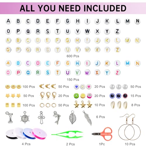 Friendship Bracelet Making Kit for Girls, 7200 Clay Beads Jewelry Making Kits with Letter Beads and Charms, Gifts for Girls Adults