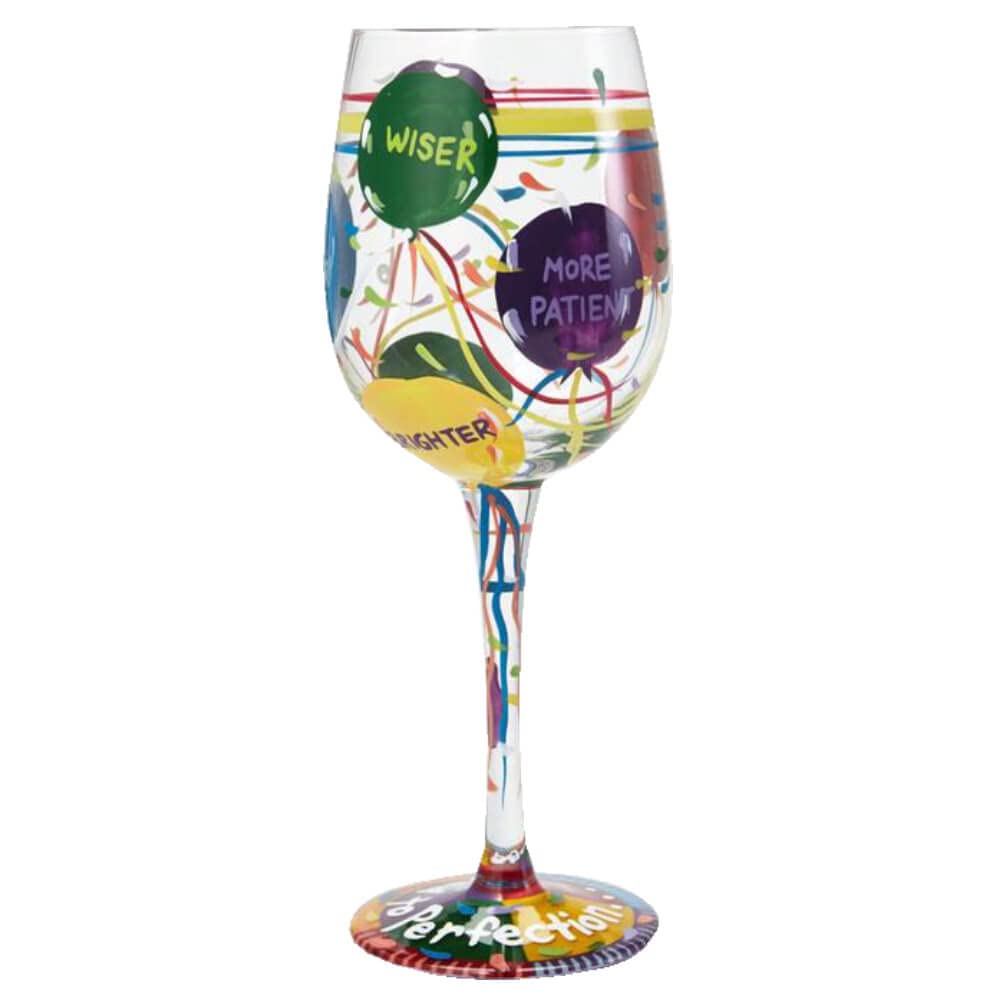 Lolita Aged to Perfection Birthday Artisan Painted Wine Glass