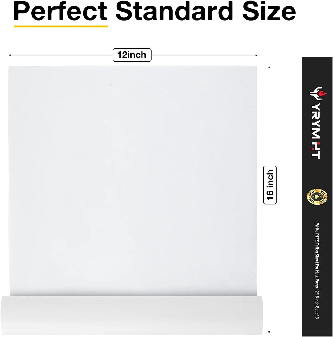 White Teflon Sheet for Heat Press - 3 Pack Non Stick Teflon Sheets 12 x 16 Heat Transfer Paper Reusable Heat Resistant Craft Mat