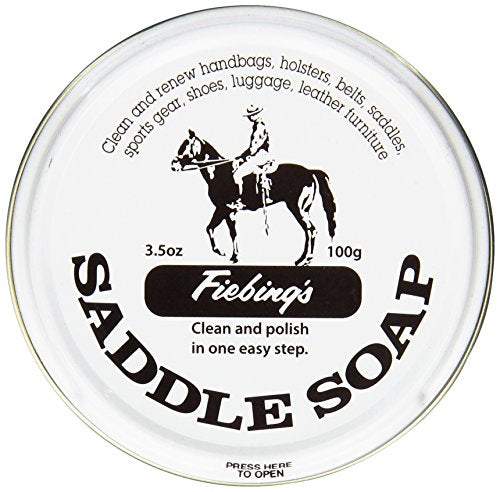 Fiebing&#39;s White Saddle Soap for Leather (3.5 oz Tin) - Leather Cleaner &amp; Conditioner to Soften &amp; Protect Leathercraft, Car Seat, Couch, Shoe &amp; Saddles