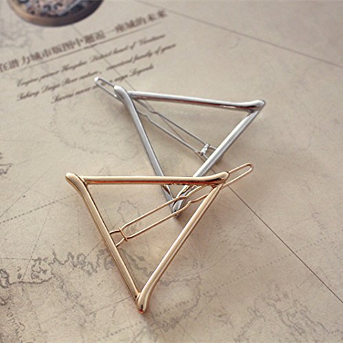 ANGELANGELA Dainty Gold Silver Hollow Triangle Geometric Hairpin