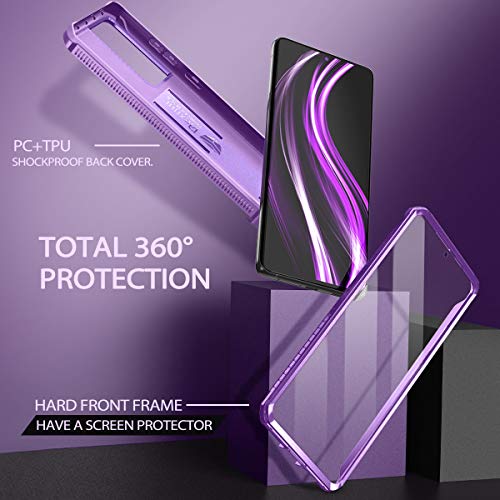 for Samsung Galaxy S21 Ultra Case, [Built in Screen Protector and Kickstand] Heavy Duty Military Grade Protection Shockproof Protective Cover for Samsung Galaxy S21 Ultra 5G, 6.8 inch Purple