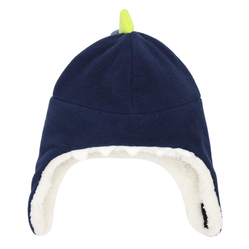 Baby Boy Sherpa Hats and Mittens Set Toddler Gloves Warm Fleece Winter Hat Baby Girl Dinosaur Navy 6-12 Months