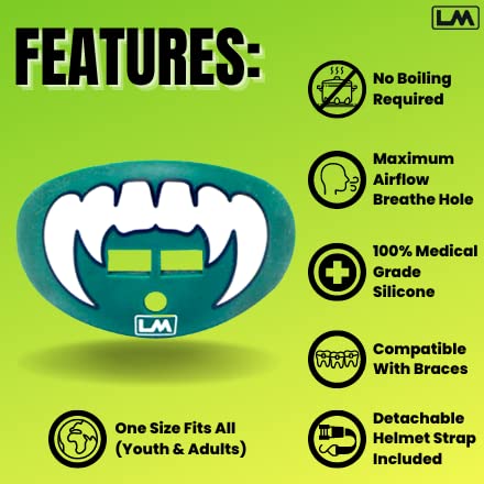 LOUD MOUTH Vampire Teeth Dark Green SPARTAN Pacifier Lip Protector Mouthguard