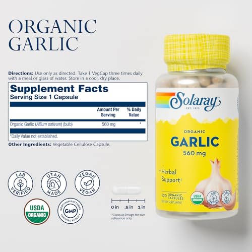 Solaray Organic Garlic Pills - 560 mg Garlic Supplement