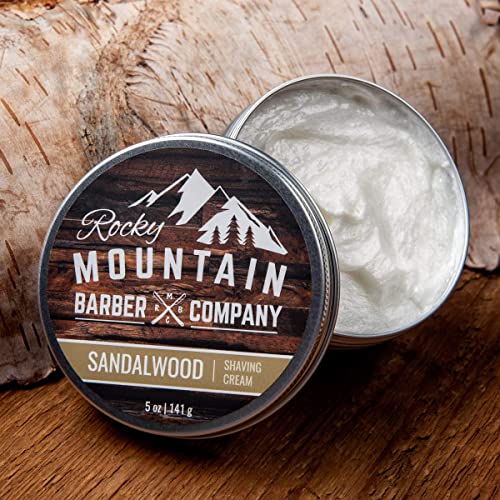 Shaving Cream for Men with Sandalwood Essential Oil - Thick Lather for Traditional and Cartridge Shaving - – 5oz Tin
