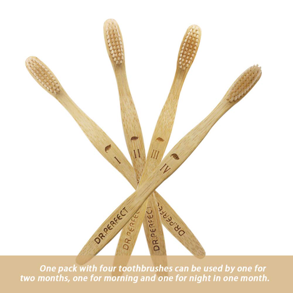 Dr.Perfect Bamboo Toothbrush with Medium Soft BPA Free 