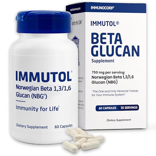 Immutol Immune Support Supplement with 750mg of Beta Glucan 1,3 1,6 - Natural Ingredients, High Potency to Boost Immunity and Overall Wellness, 60 Capsules (60)