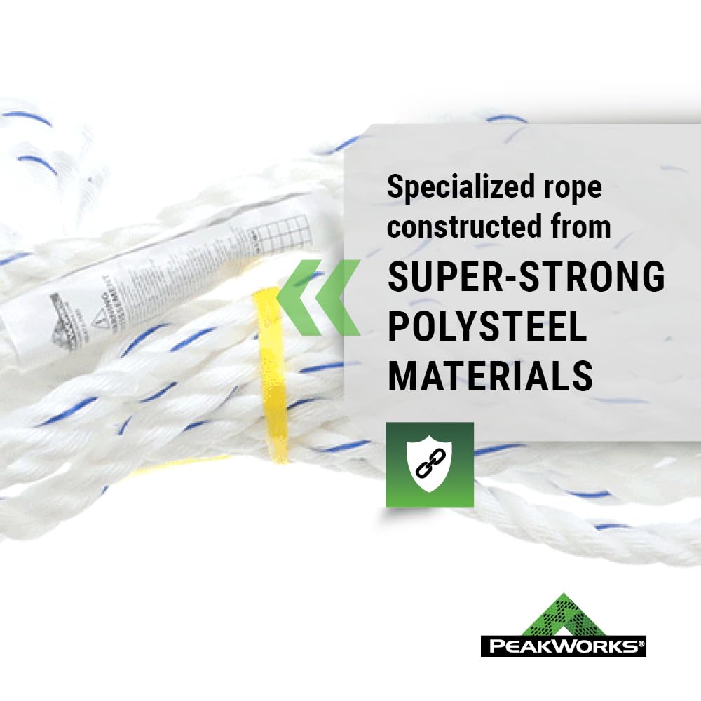 Fall Protection Safety Lifeline Rope Grab, 25 ft Vertical Cable, Galvanized Steel Snap Hook Harness for Climbing, Rescue, Hunting, Roofing