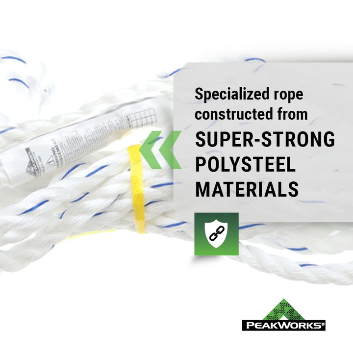 Fall Protection Safety Lifeline Rope Grab, 25 ft Vertical Cable, Galvanized Steel Snap Hook Harness for Climbing, Rescue, Hunting, Roofing