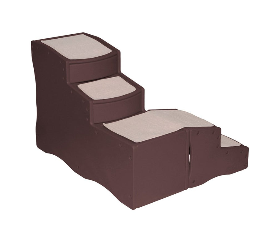 RAW SUGAR Easy Step Bed Stair for Cats/Dogs, Adjusts to Either Side of Bed, Removable Washable Carpet Treads, Storage Compartment, for Pets Up to 75lbs