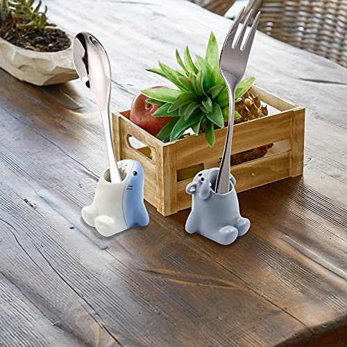Cute Cartoon Toothbrush Holder for Kids, Fun Resin Pen Pencil Holder, Mini Animal Single Tooth Brush Stand, Creative Bathroom Organizer Storage for Vanity Countertop, Office (Shark)