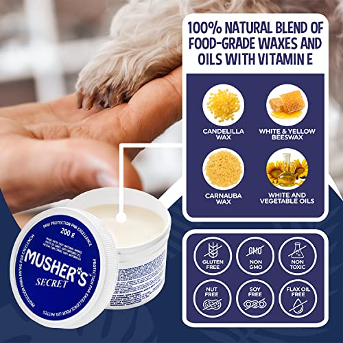 Dog Paw Wax 200 g (7oz) - Moisturizing Dog Paw Balm that Creates an Invisible Barrier That Protects and Heals Dry Cracked Paws - All-Natural with Vitamin E and Food-Grade Ingredients