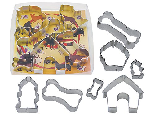 R&amp;M International Dog Cookie Cutters, House, 2 Fire Hydrants, Paw, 3 Bones, 7-Piece Set