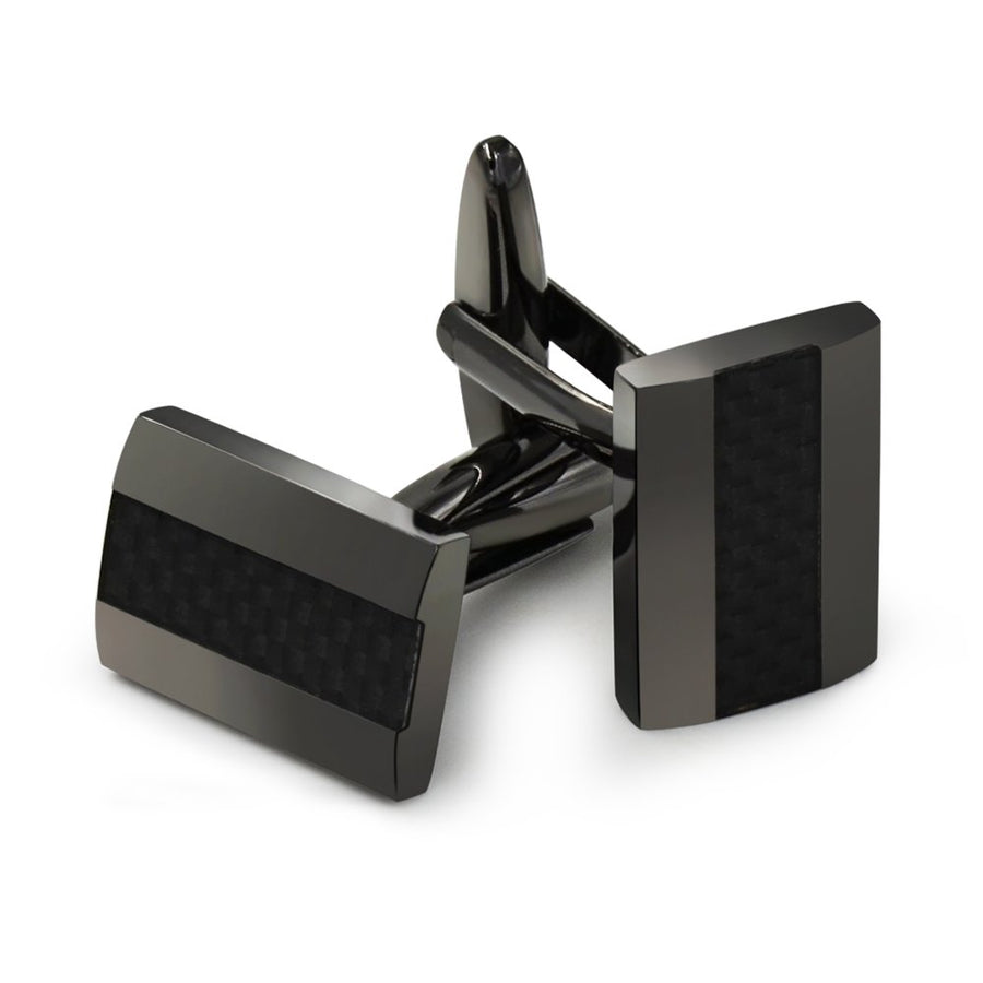 Handcrafted Carbon Fiber Cufflinks Rhodium Plated Cuff Links Set Business Christmas Gift