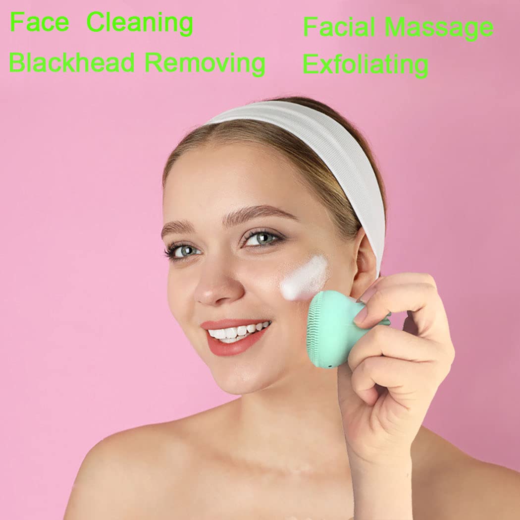 Facial Cleansing Brush Silicone Handheld Face Brush and Massager ,Octopus-Shaped Cleansing Brush for Deep Cleaning Gentle Exfoliating Skin Massage (Red+Blue(2Pcs)) (Blue+Red)