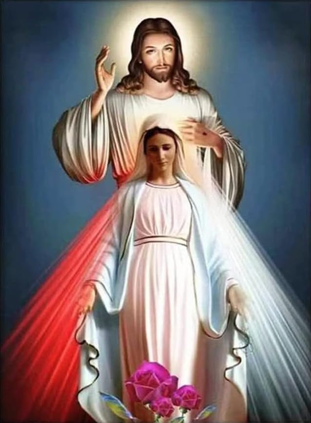 Diamond Art Jesus, Virgin Mary Diamond 5D Diamond Art Kits Full Drill Painting Gift for Adults, Home Decoration (30x40cm/12x16 inches)