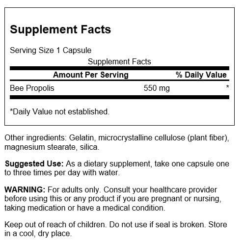 Swanson Bee Propolis 550 Milligrams 60 Capsules