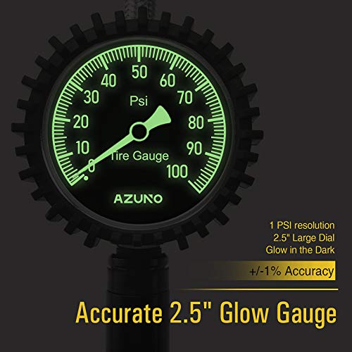 AZUNO Tire Inflator with Pressure Gauge, Most Accurate,