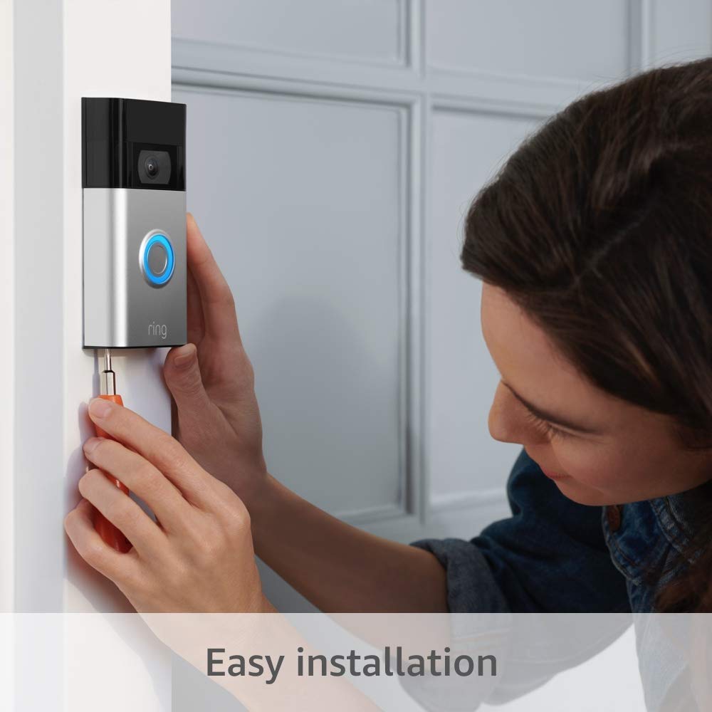 Video Doorbell - 1080p HD video, improved motion detection, easy installation (2020 release) – Satin Nickel