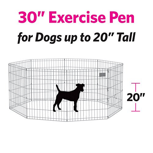 Dog Exercise Pen &amp; Playpen, 24 W x 30 H, No Door, Black