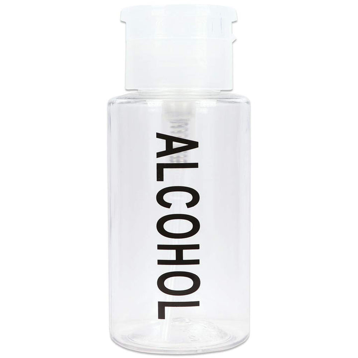 Beauticom Push Down Alcohol Dispenser- Clear Bottle- Labeled - 6 Oz Bottle