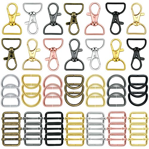 56 Pieces D Rings for Purse Bag Hardware Purse Hardware for Bag Making Buckles Craft (Mixed Color,25 mm)
