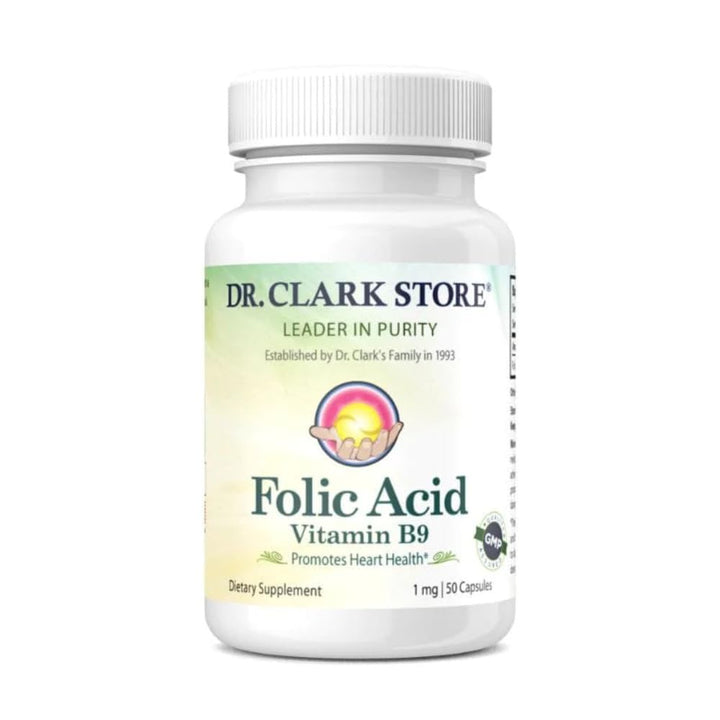 Dr. Clark Folic Acid (Vitamin B9) Supplement – 1mg, 50 