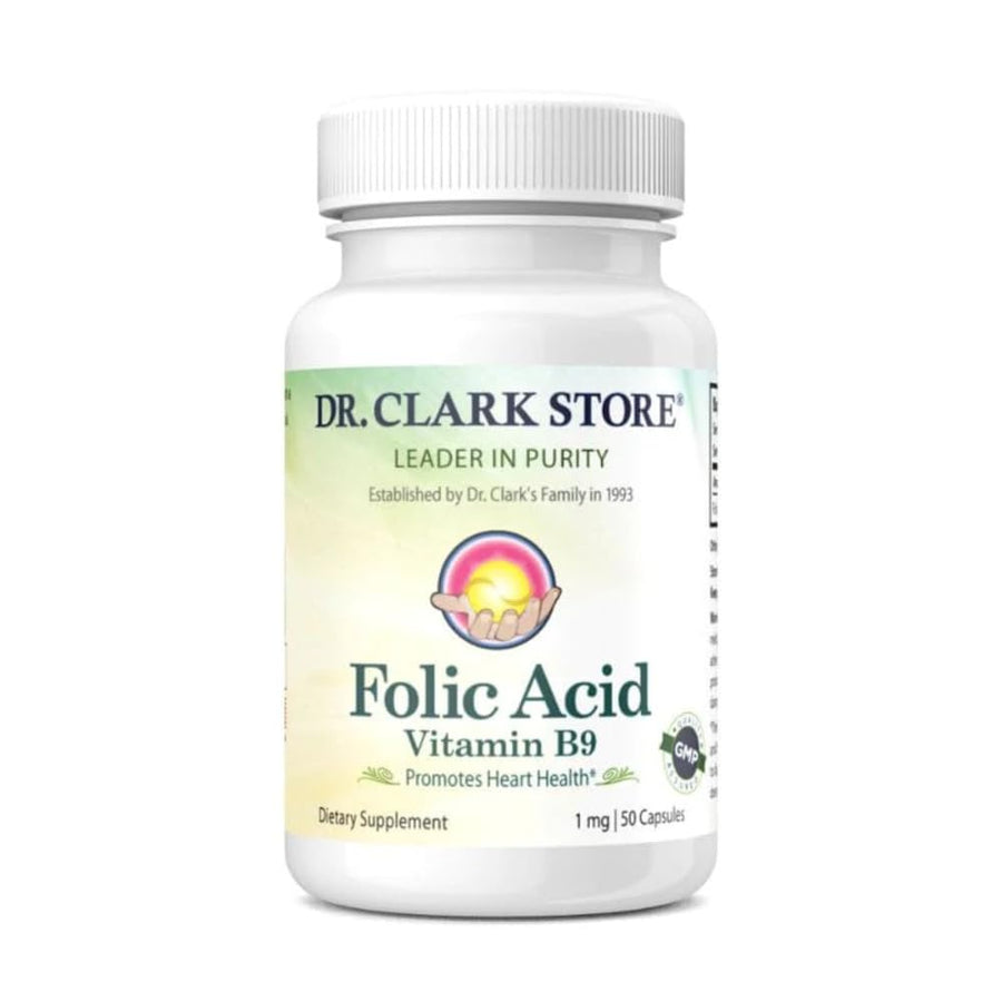 Dr. Clark Folic Acid (Vitamin B9) Supplement – 1mg, 50 