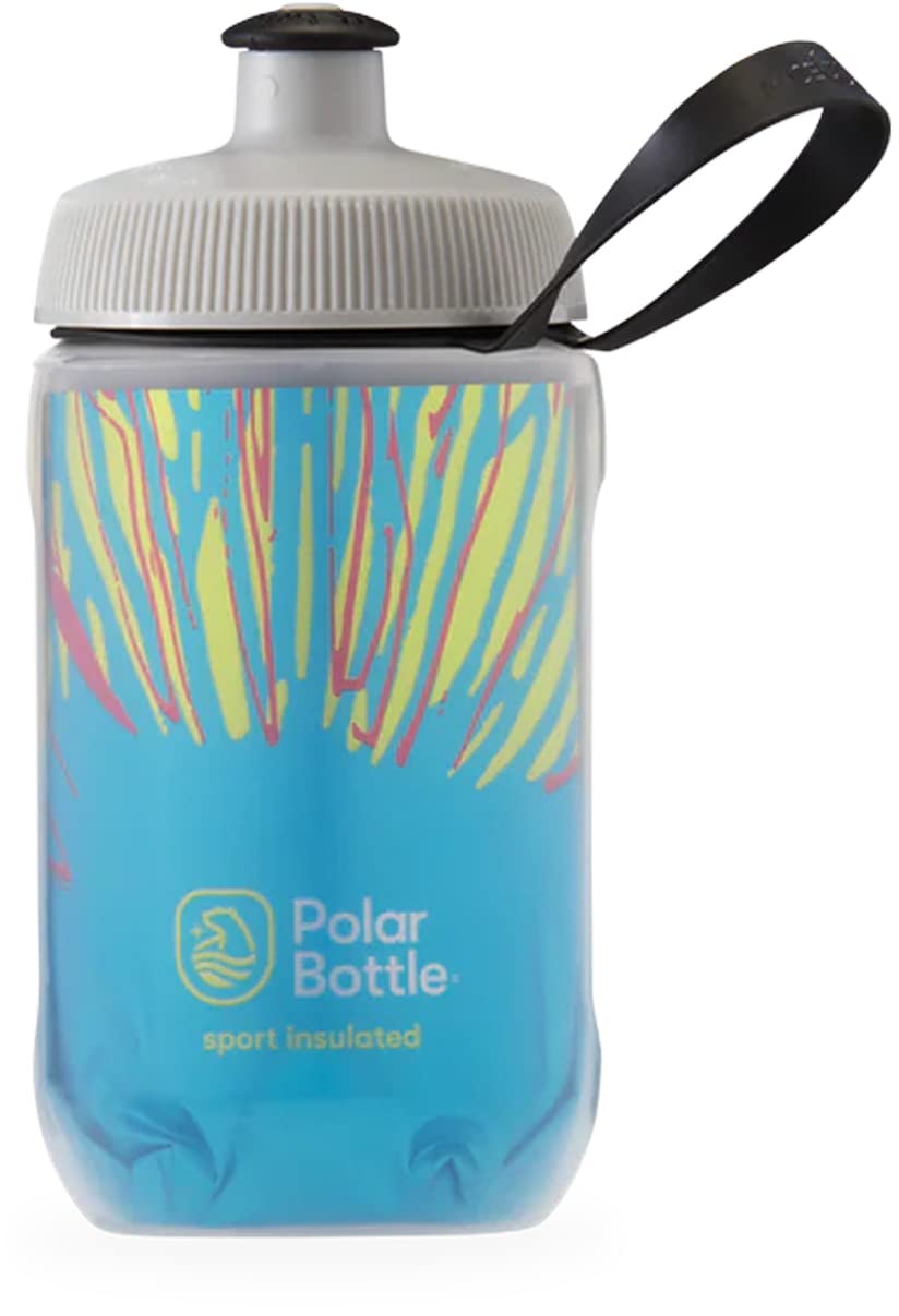 Kids Insulated Water Bottle – 12oz Fireworks - Azure Blue - BPA Free Sport &amp; Bike Water Bottle, Easy Squeeze Bottle Features for Kids
