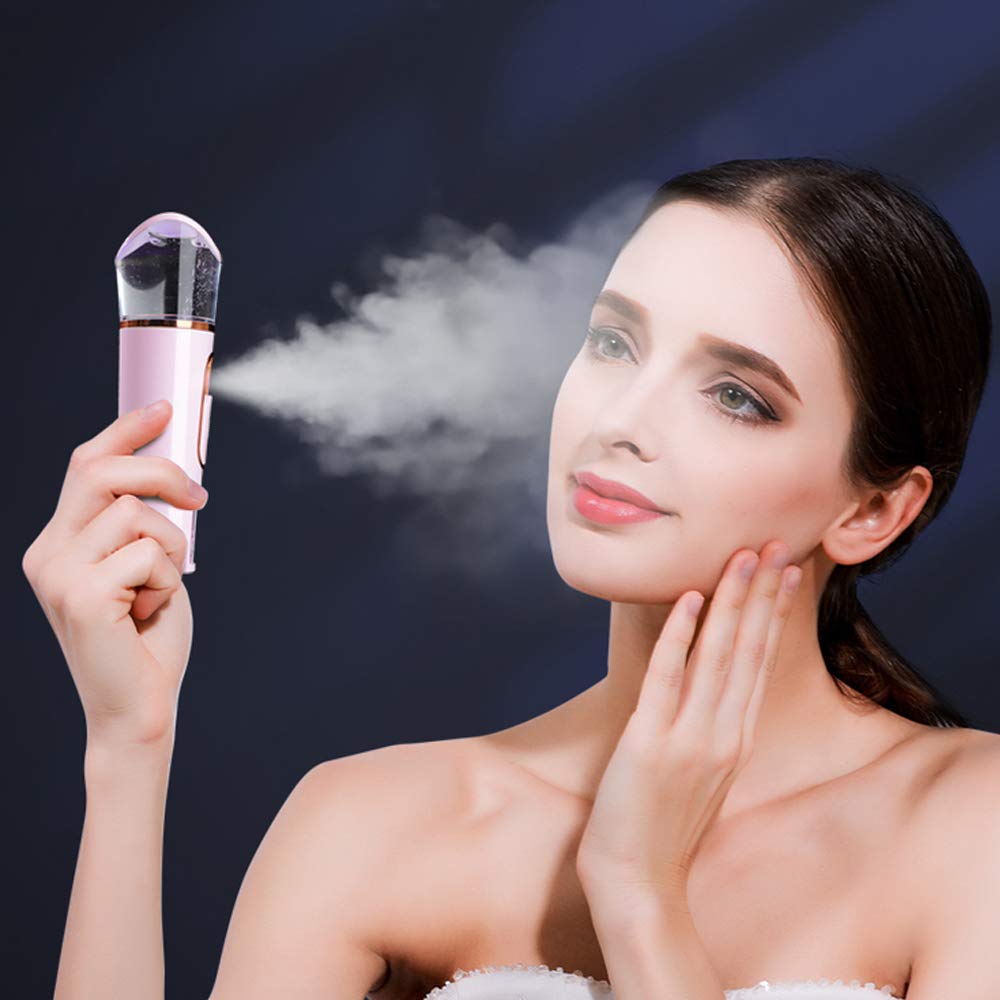 Nano Facial Mister with Skin Analyzer Moisture Tester, Portable Mini Cool Face Mist Steamer with USB, Handy Facial Sprayer for Eyelash Extensions, Face Moisturizing,Hydration Refreshing
