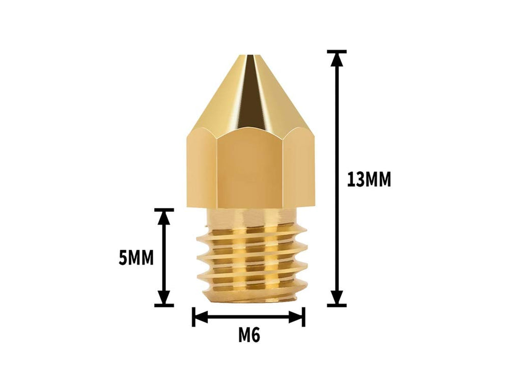 MK10 Nozzles, M7 0.2mm, 0.4mm, 0.6mm, 0.8mm, 1.0mm Extruder Brass Nozzle Print Head for 3D Printers -25pcs