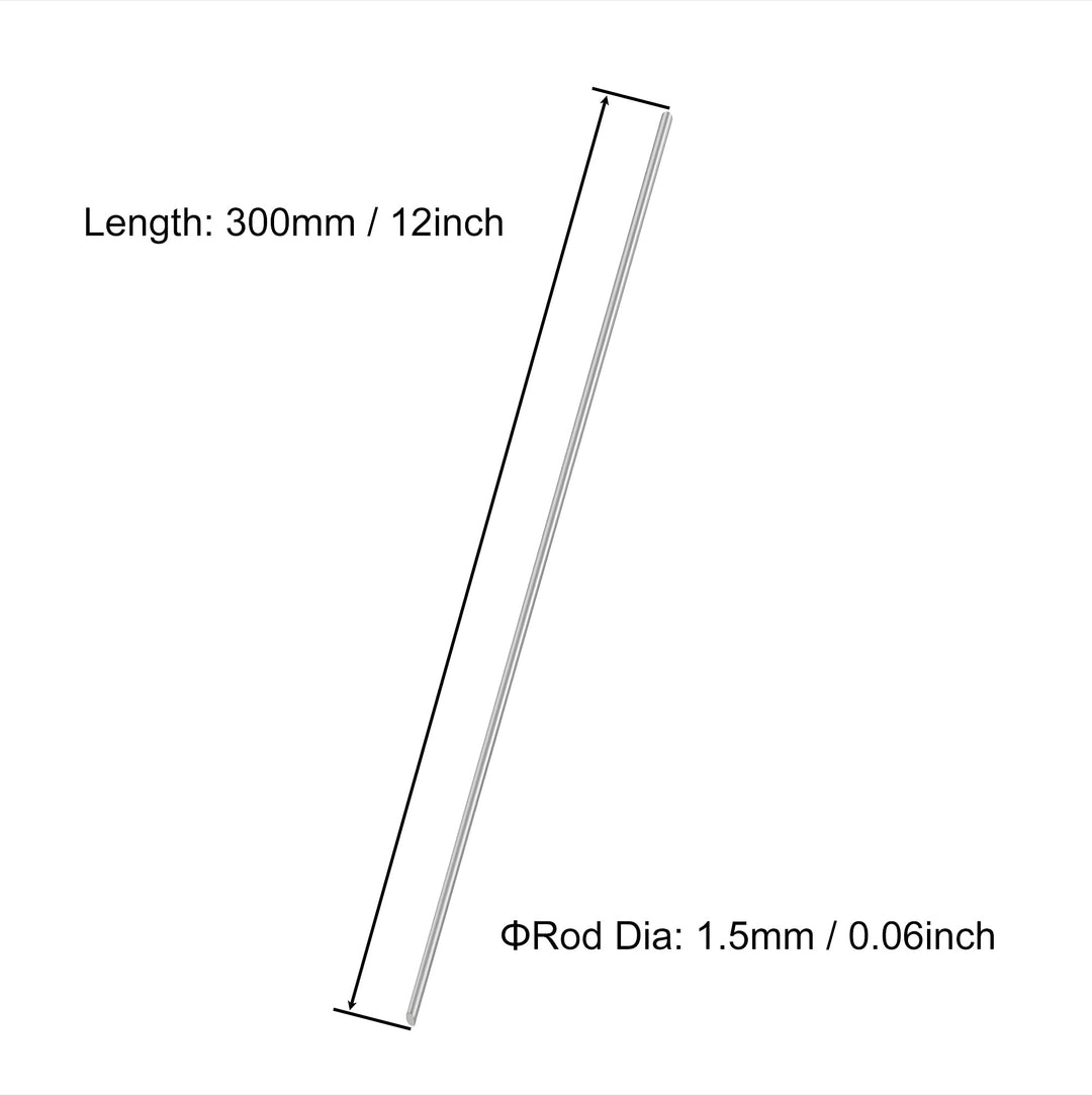 1.5mm x 300mm 304 Stainless Steel Round Rod, Metal Solid Shaft Rods Lathe Bar Stock for DIY Crafts Model Car Helicopter Airplane 10pcs
