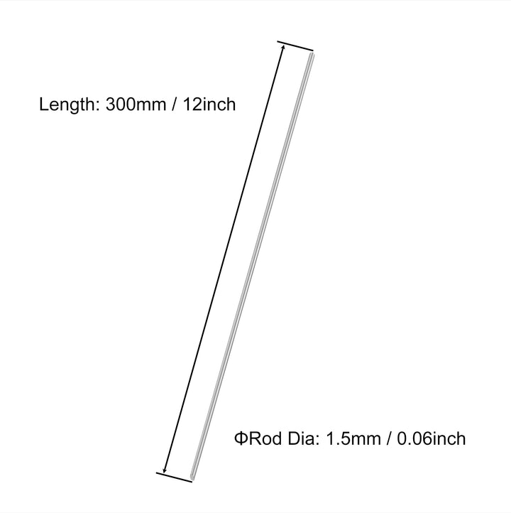 1.5mm x 300mm 304 Stainless Steel Round Rod, Metal Solid Shaft Rods Lathe Bar Stock for DIY Crafts Model Car Helicopter Airplane 10pcs